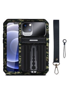 Generic Case Cover For iPhone 13 Armor Shockproof Splash-proof Dust-proof Phone Case with Holder Camouflage 
