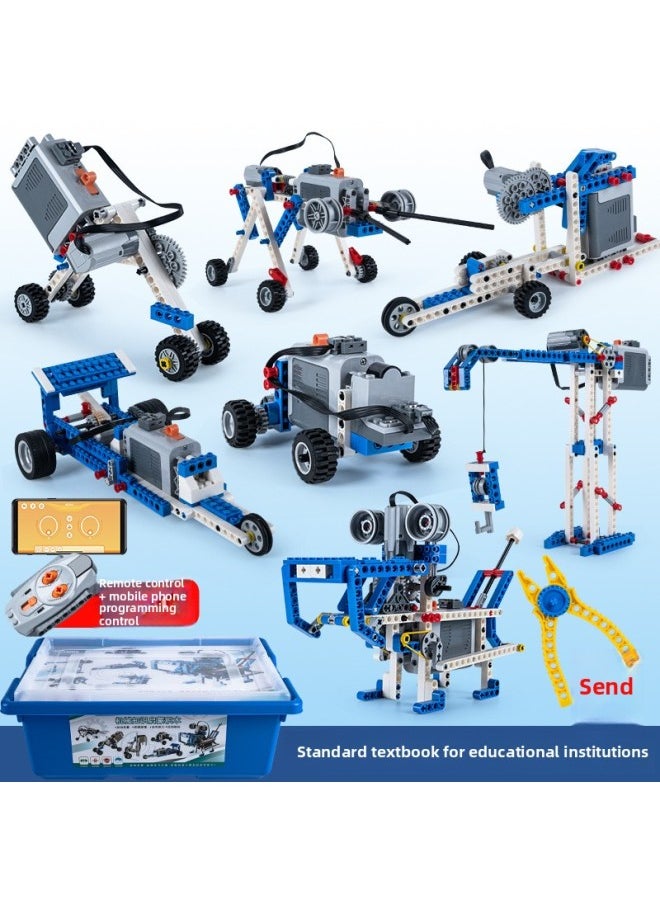 Generic - Programming Robot Grade One And Two Examination Science And Education Educational 9686 Building Block Set Mechanical Group Electric Assembled Toys-Color:[Mid-range Remote Control Double Motor] 9686 Equipment 569 Particles To Send 15 Batteries - Image 1