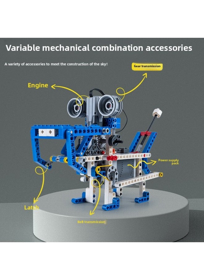 Generic - Programming Robot Grade One And Two Examination Science And Education Educational 9686 Building Block Set Mechanical Group Electric Assembled Toys-Color:[Mid-range Remote Control Double Motor] 9686 Equipment 569 Particles To Send 15 Batteries - Image 1