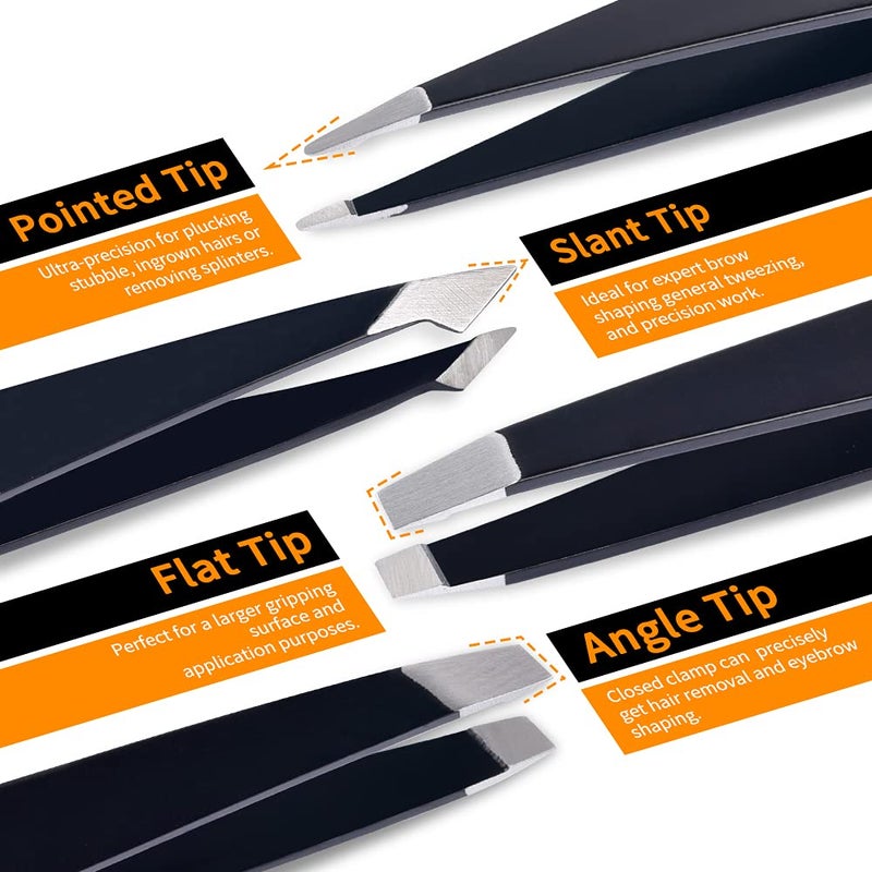 TsMADDTs Eyebrow Tweezers Set and Curved Scissor, Professional Stainless Steel Tweezers for Women and Men, Splinter and Ingrown Hair Removal - Image 2
