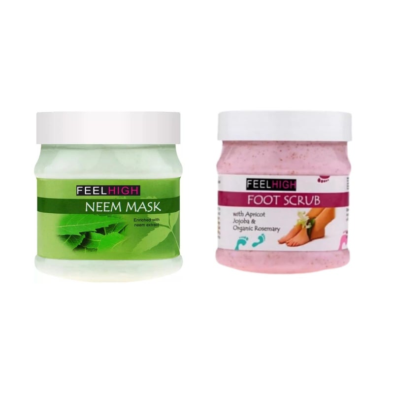 Feelhigh Face And Body Neem Mask Fight Wrinkles 500ml And Face Scrub 500ml Neem Mask and Foot Scrub - Image 1