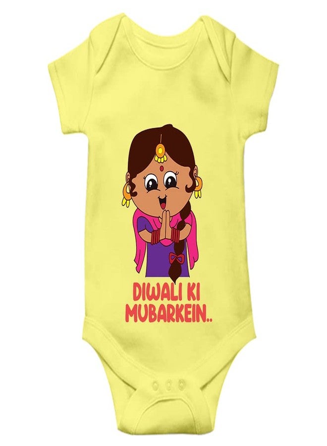 Mott2 رومبير Mott2 Diwali Special للجنسين للأطفال - Diwali Ki Mubarkein (3-6 أشهر أصفر) - Image 1