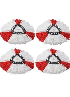 Zalcoon Spin Mop Heads Replacement Compatible with Vileda / O-cedar Easy Wring , Spin Mop Head Replacement for Floor Cleaning, Triangle Shape (Pack of 4 Pieces) (Red-White)  - Image 1