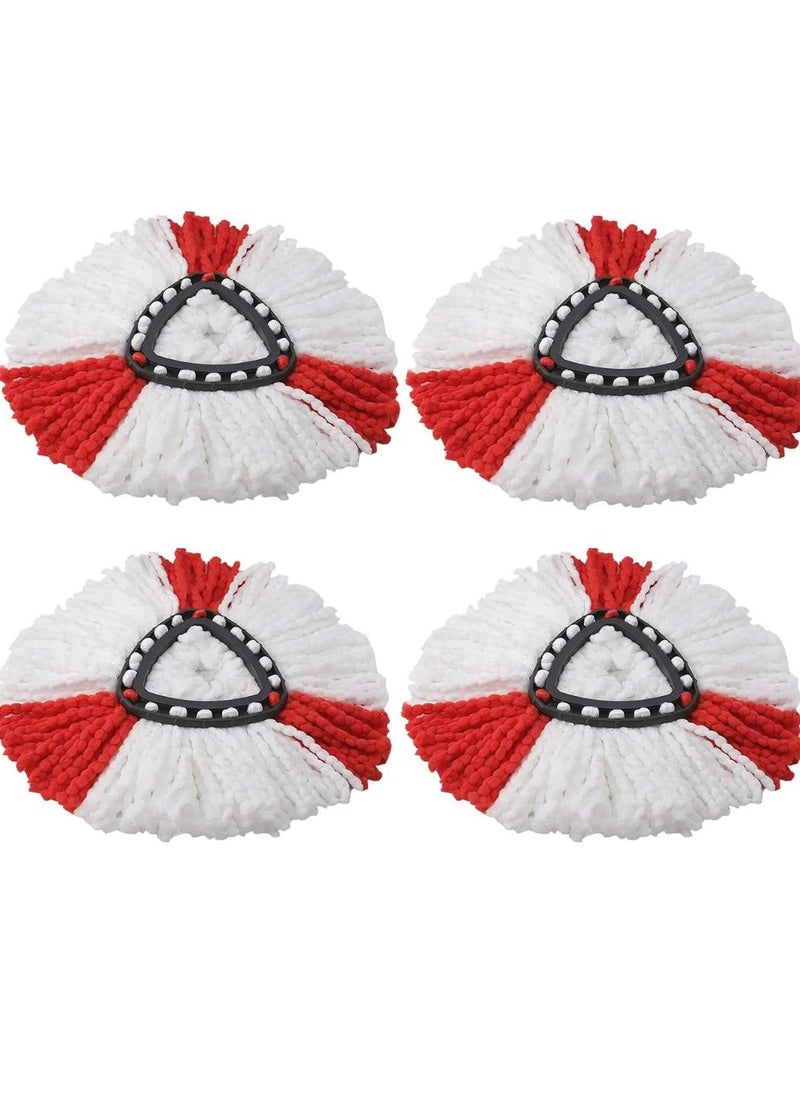Zalcoon - Spin Mop Heads Replacement Compatible with Vileda / O-cedar Easy Wring , Spin Mop Head Replacement for Floor Cleaning, Triangle Shape (Pack of 4 Pieces) (Red-White) - Image 1