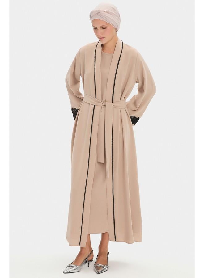 جون عباية جوني نسائية بتفاصيل زهور وأحجار - Image 2