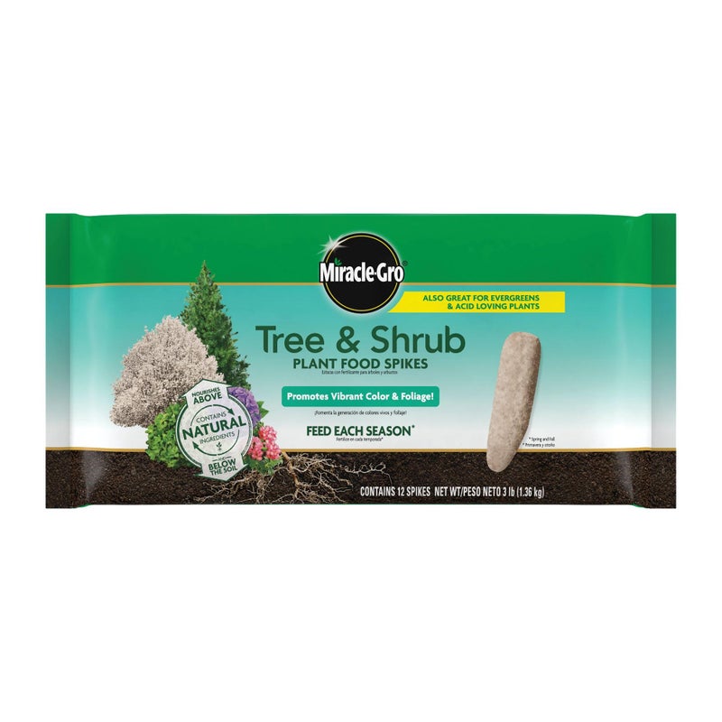 Miracle-Gro Tree and Shrub Plant Food Spikes, For Deciduous, Flowering and Evergreen Trees, 12 Spikes - Image 1