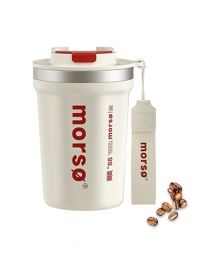 MORSE Insulated Coffee Mug, 400ML Iced Coffee Tumbler Cup with Flip Lid, Double Wall Vacuum Leak Proof Thermos Mug for Travel Office School Party Camping - Image 1