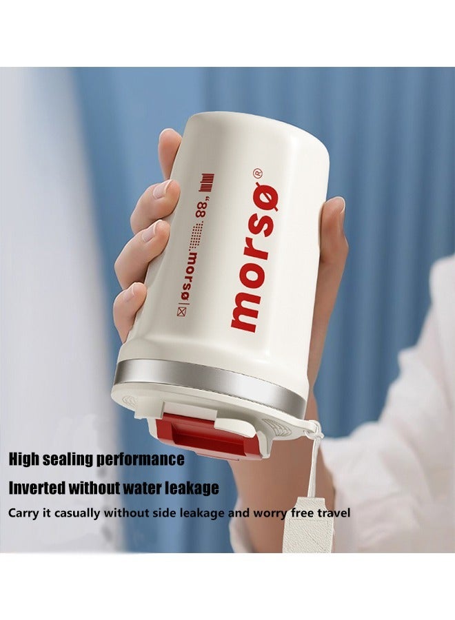 MORSE Insulated Coffee Mug, 400ML Iced Coffee Tumbler Cup with Flip Lid, Double Wall Vacuum Leak Proof Thermos Mug for Travel Office School Party Camping - Image 4