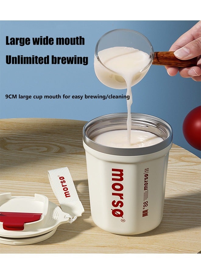 MORSE Insulated Coffee Mug, 400ML Iced Coffee Tumbler Cup with Flip Lid, Double Wall Vacuum Leak Proof Thermos Mug for Travel Office School Party Camping - Image 3