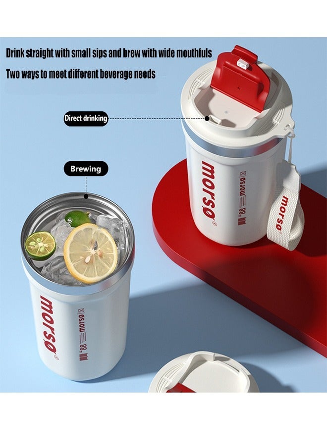 MORSE Insulated Coffee Mug, 400ML Iced Coffee Tumbler Cup with Flip Lid, Double Wall Vacuum Leak Proof Thermos Mug for Travel Office School Party Camping - Image 5