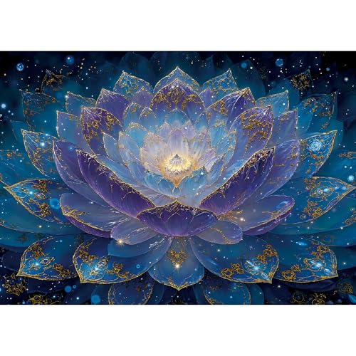 lamplig Puzzles for Adults 1000 Pieces Mandala Lotus Flower Plant 1000 Piece Puzzle for Adults Seniors Hard Jigsaw Puzzles for Adult with Letters on Back for Relaxation Home Decor 11 Poster - Image 1