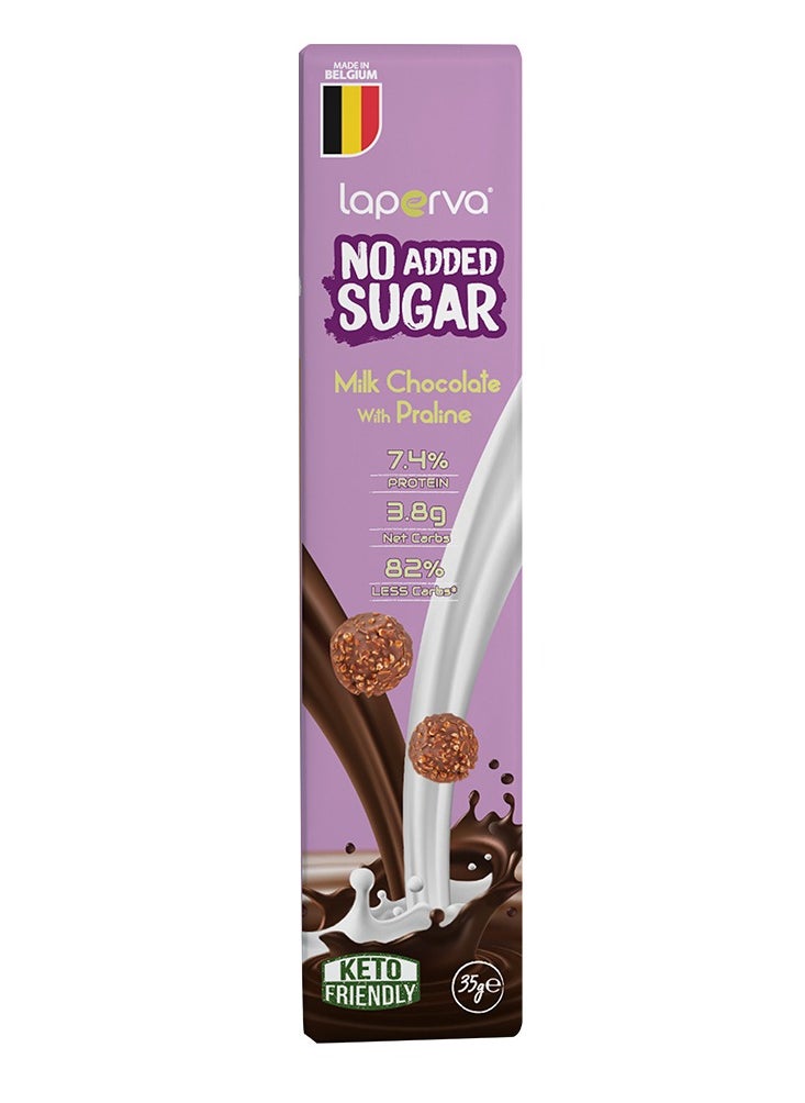 Laperva - Laperva No Added Sugar Chocolate Bar, Milk Chocolate With Praline, 35 gm - Image 1