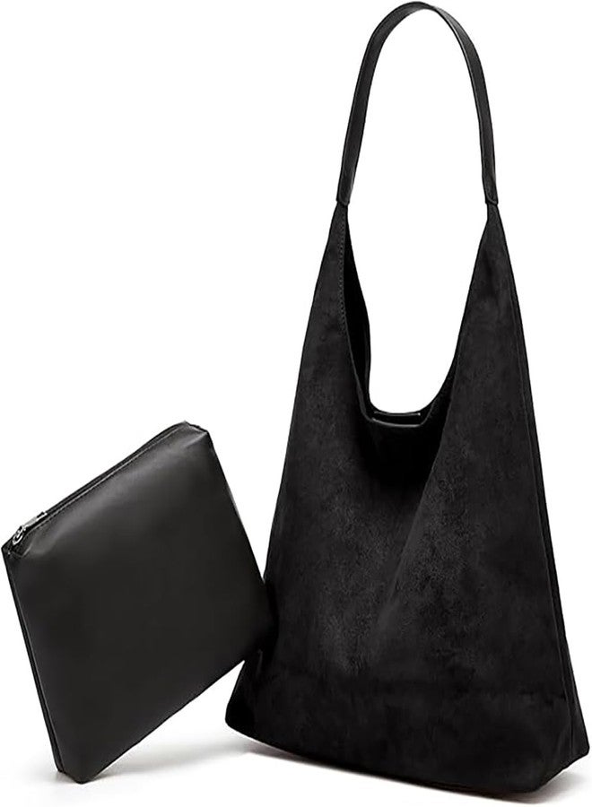 EMGILL Trendy Suede Tote Bags for Women Work Bags Retro Suede Slouchy Bag Travel Handbag Office College Tote Handbag 2024 - Image 1