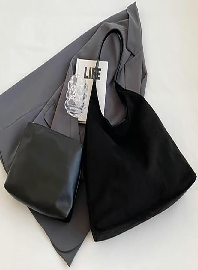 EMGILL Trendy Suede Tote Bags for Women Work Bags Retro Suede Slouchy Bag Travel Handbag Office College Tote Handbag 2024 - Image 3
