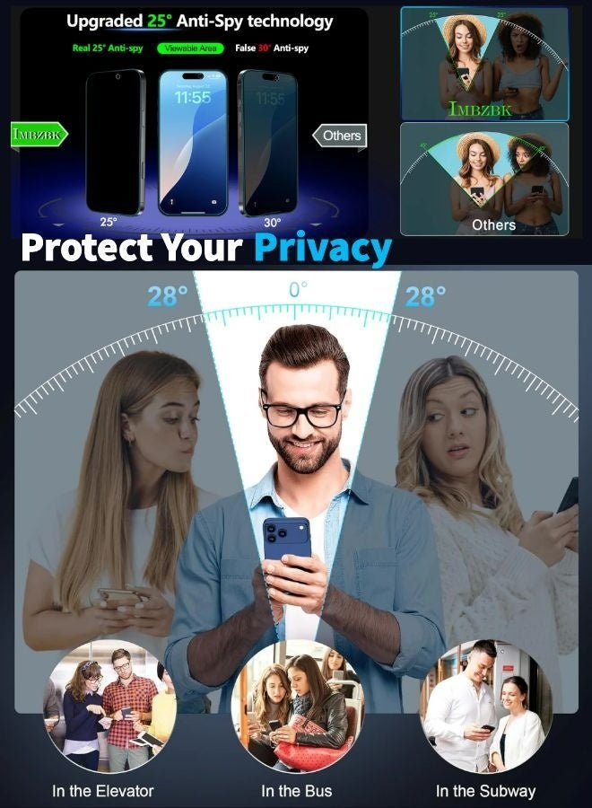 Privacy screen protector for iPhone 17 Pro Max, full-screen tempered glass, Face ID compatible, easy to install, fingerprint resistant, 9H scratch resistant - Image 2