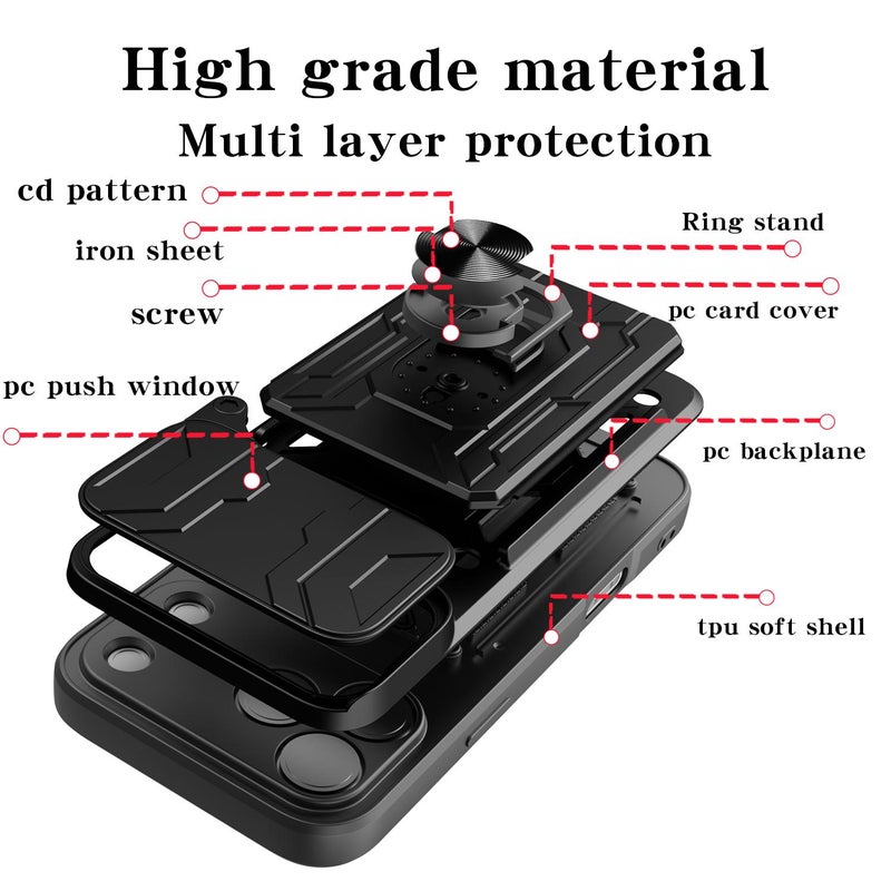 erorex For iPhone 17 Pro Max Sliding Camshield TPU+PC Phone Case with Card Slot(Red) - Image 3