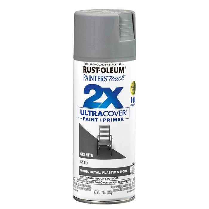 Rust-Oleum 334069-6PK Painter's Touch 2X Ultra Cover Spray Paint, 12 oz, Satin Granite, 6 Pack