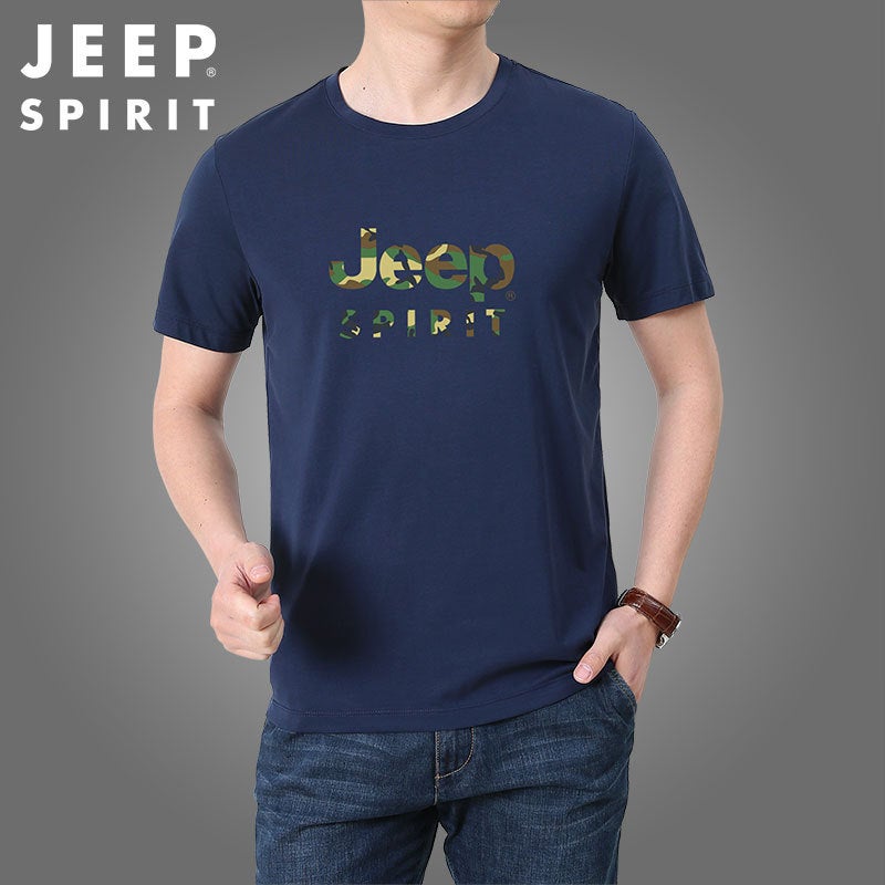 Jeep Spirit Men'S Short-Sleeved T-Shirt Round Neck Loose Clothes Summer Pure Cotton Trendy T-Shirt Men'S 279024 - Image 4