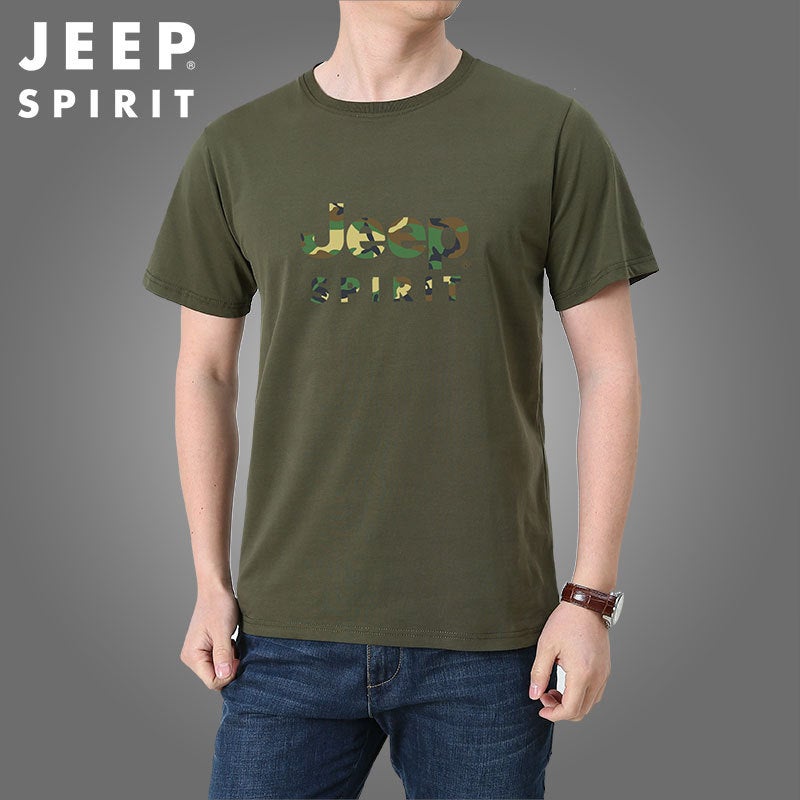 Jeep Spirit Men'S Short-Sleeved T-Shirt Round Neck Loose Clothes Summer Pure Cotton Trendy T-Shirt Men'S 279024 - Image 5
