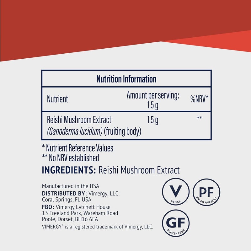 Vimergy Reishi Mushroom Powder 33 Servings Reishi Mushroom Extract Vegan Mushroom Supplement Formulated Without AntiCaking Agents fillers Flavors or Sugar NonGMO GlutenFree 50g - Image 4