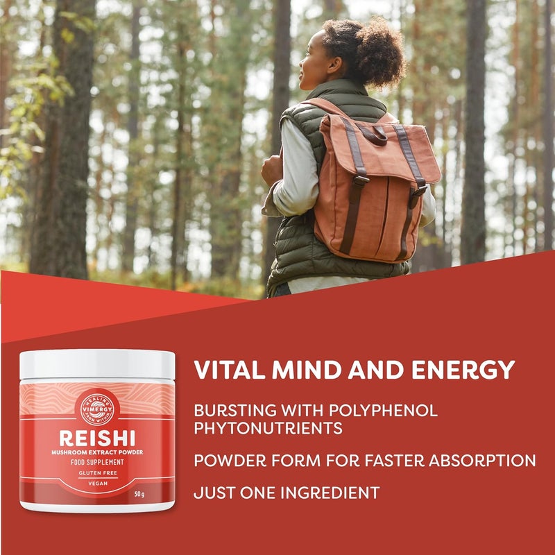 Vimergy Reishi Mushroom Powder 33 Servings Reishi Mushroom Extract Vegan Mushroom Supplement Formulated Without AntiCaking Agents fillers Flavors or Sugar NonGMO GlutenFree 50g - Image 2