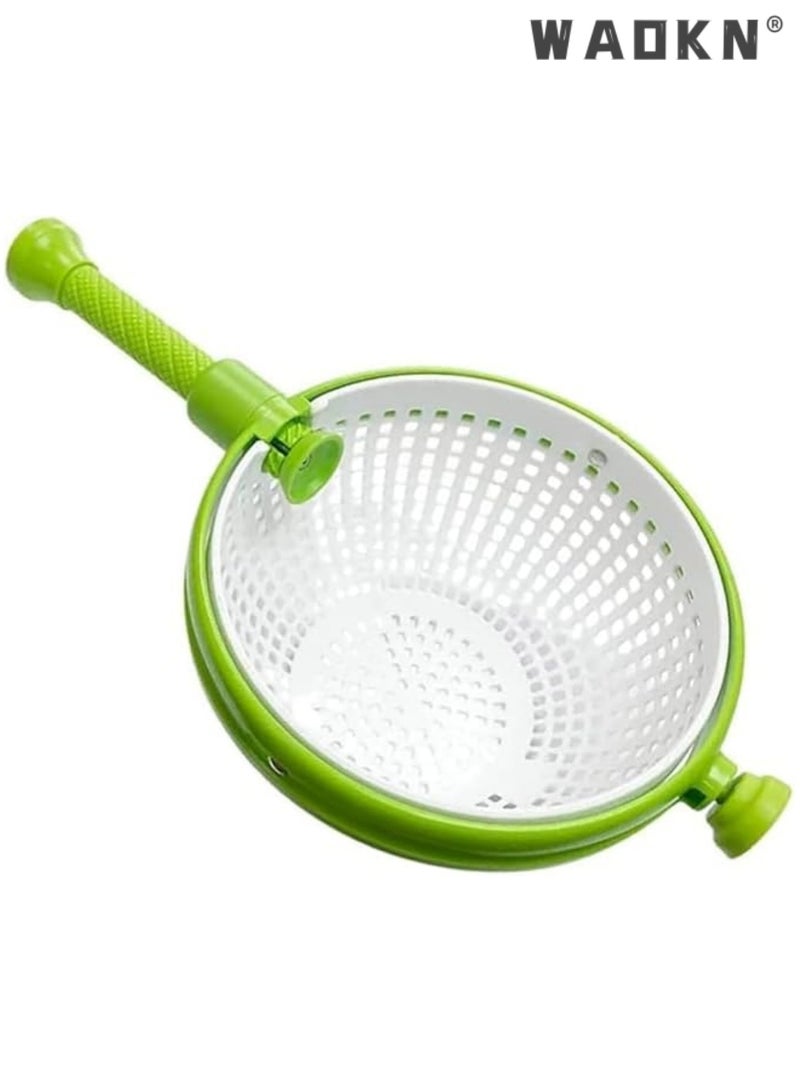 WAOKN Salad spinner fruit salad rotator draining basket strainer salad spinner strainer handle folding compact foldable vegetable washing machine - Image 1