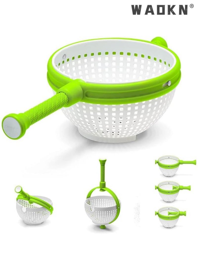 WAOKN Salad spinner fruit salad rotator draining basket strainer salad spinner strainer handle folding compact foldable vegetable washing machine - Image 3