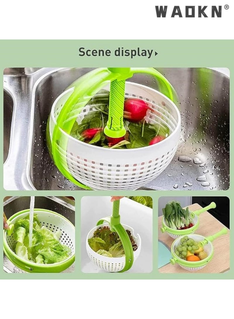 WAOKN Salad spinner fruit salad rotator draining basket strainer salad spinner strainer handle folding compact foldable vegetable washing machine - Image 5