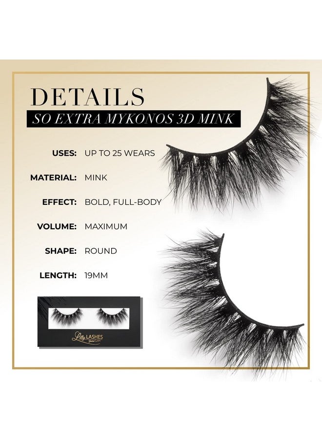Lilly Lashes - So Extra Mykonos 3D Mink Lashes - Mink Eyelashes, The Original Lilly Lash, Wispy Lashes Natural Look, Reusable Eyelashes Up To 25X, Fluffy Eyelashes, Strip Lashes - Lash Glue Not Included - Image 1