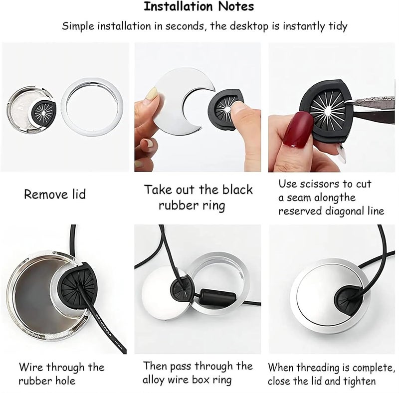 60 مم غطاء ثقب الكابل البلاستيكي للمكتب 20 قطعة لطاولة الكمبيوتر المنزلية والمكتبية - Image 4