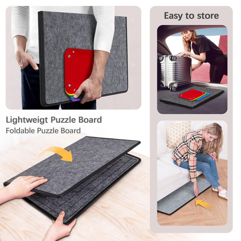 Becko US Jigsaw Puzzle Board with 6 Sorting Trays & Felt Cover, Foldable Puzzle Mat with Auxiliary Lines for Puzzle Storage Saver, Lightweight & Portable, for 1000 Piece Jigsaws Puzzles - Image 5