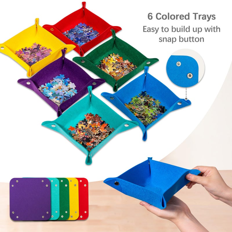 Becko US Jigsaw Puzzle Board with 6 Sorting Trays & Felt Cover, Foldable Puzzle Mat with Auxiliary Lines for Puzzle Storage Saver, Lightweight & Portable, for 1000 Piece Jigsaws Puzzles - Image 4