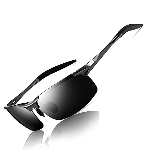 SUNGAIT Men's HD Polarized Sunglasses for Driving Fishing Cycling Running Metal Frame UV400 (Gunmetal, Gray) 8177QKH - Image 1