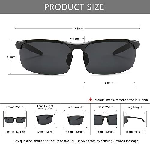 SUNGAIT Men's HD Polarized Sunglasses for Driving Fishing Cycling Running Metal Frame UV400 (Gunmetal, Gray) 8177QKH - Image 5
