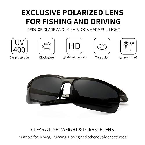 SUNGAIT Men's HD Polarized Sunglasses for Driving Fishing Cycling Running Metal Frame UV400 (Gunmetal, Gray) 8177QKH - Image 2