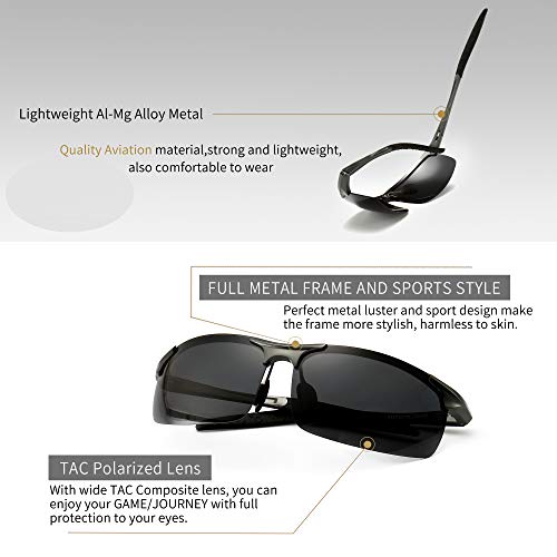 SUNGAIT Men's HD Polarized Sunglasses for Driving Fishing Cycling Running Metal Frame UV400 (Gunmetal, Gray) 8177QKH - Image 3