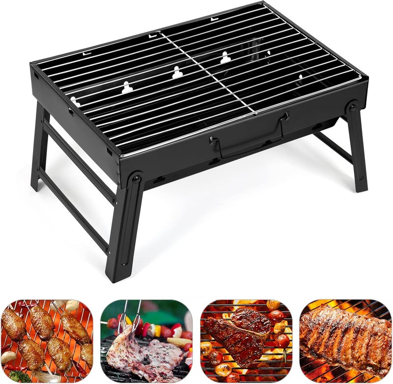 AGM Barbecue Grill, Charcoal Grill Folding Portable Lightweight Barbecue Grill Tools for Outdoor Grilling Cooking Camping Hiking Picnics Tailgating Backpacking Party 17.5''x12.9''x3.3'' All user group compatible - Image 1