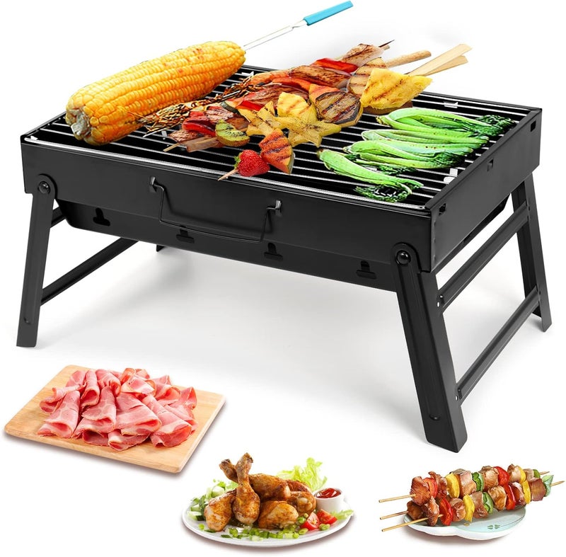 AGM Barbecue Grill, Charcoal Grill Folding Portable Lightweight Barbecue Grill Tools for Outdoor Grilling Cooking Camping Hiking Picnics Tailgating Backpacking Party 17.5''x12.9''x3.3'' All user group compatible - Image 2