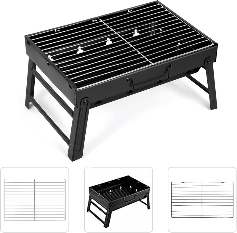 AGM Barbecue Grill, Charcoal Grill Folding Portable Lightweight Barbecue Grill Tools for Outdoor Grilling Cooking Camping Hiking Picnics Tailgating Backpacking Party 17.5''x12.9''x3.3'' All user group compatible - Image 5