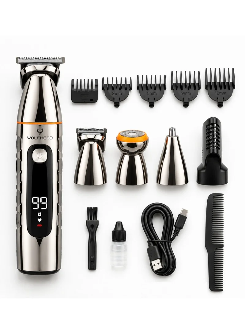 Wolfhead Wolfhead Full Body Trimmer For Men, Electric Razor Ipx6 Waterproof Full Body Trimming Kit With Mustache Nose Ear Body Facial, Shaving Kit For Cordless Hair Trimmer, Hair Clippers, Gifts For Men
