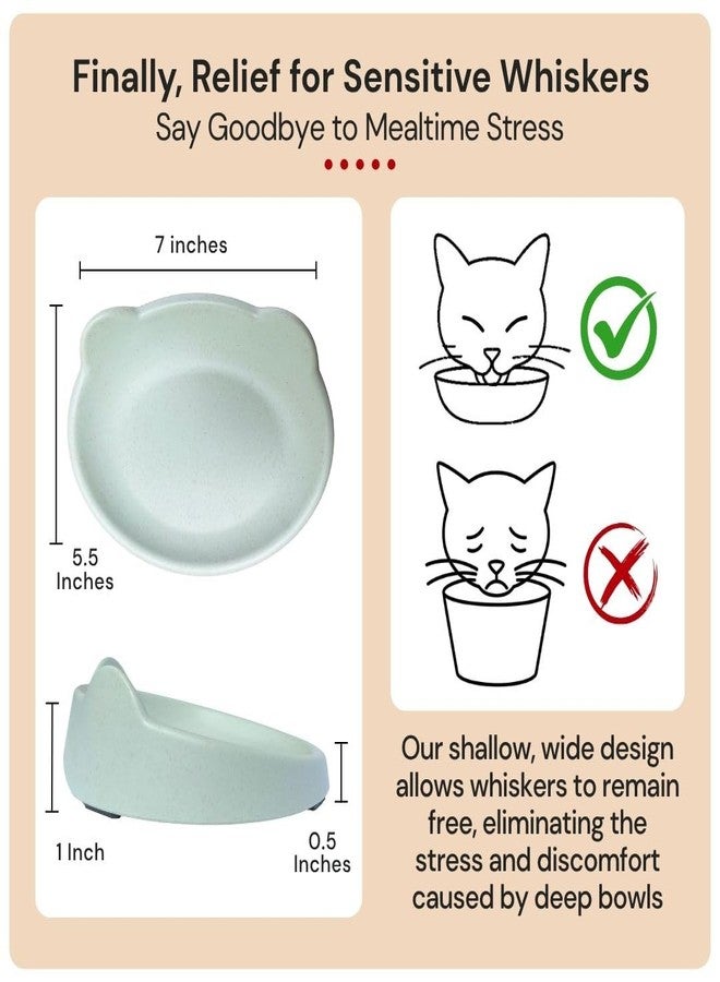 7 Ruby Road Anti Whisker Fatigue Cat Bowl, Set of 2 - Wide Food Bowls, Wet and Dry Shallow Food Dish, Small Cat Dishes for Indoor Cats, Cute Kitten Bowls Whisker Friendly & Relief, Non-Slip Plates - Image 2