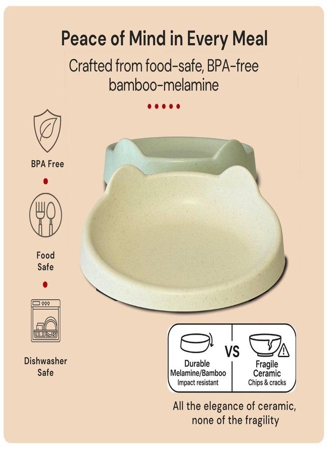 7 Ruby Road Anti Whisker Fatigue Cat Bowl, Set of 2 - Wide Food Bowls, Wet and Dry Shallow Food Dish, Small Cat Dishes for Indoor Cats, Cute Kitten Bowls Whisker Friendly & Relief, Non-Slip Plates - Image 4