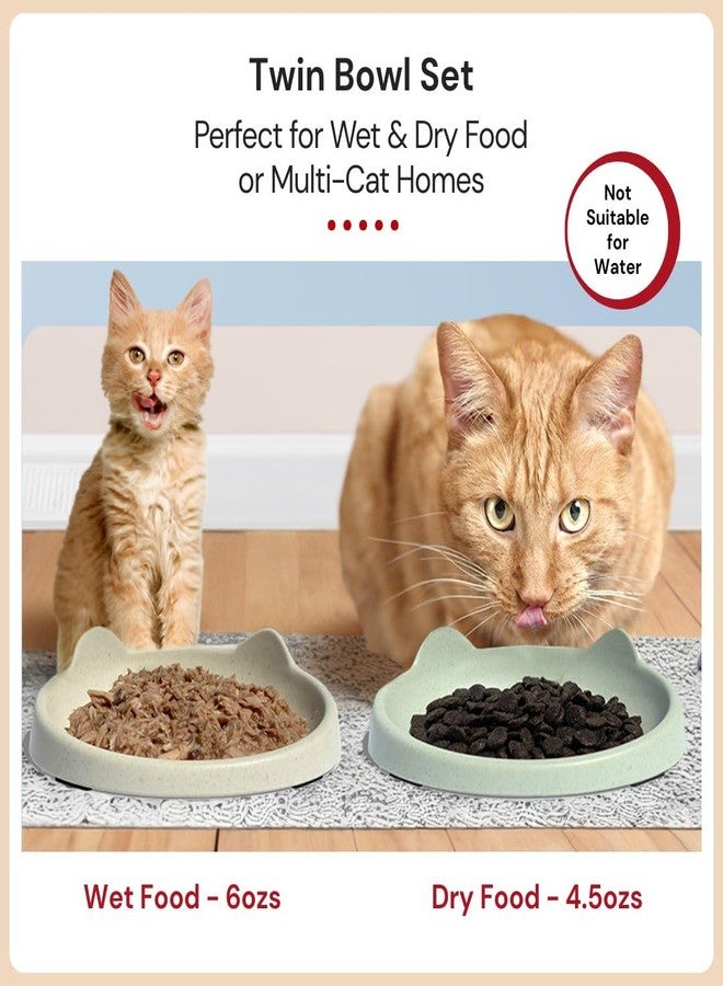 7 Ruby Road Anti Whisker Fatigue Cat Bowl, Set of 2 - Wide Food Bowls, Wet and Dry Shallow Food Dish, Small Cat Dishes for Indoor Cats, Cute Kitten Bowls Whisker Friendly & Relief, Non-Slip Plates - Image 5