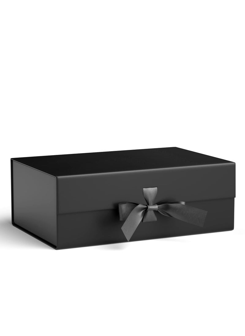 Generic Black Gift Box with Lid, 8.66x6.3x3.2 Inches, with Ribbon and Magnetic Closure (1 Pack)  - Image 1