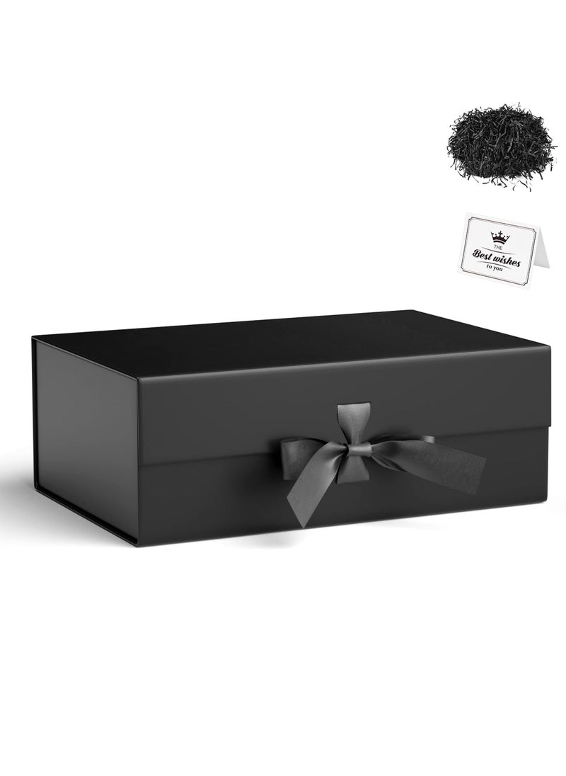 Generic Black Gift Box with Lid, 8.66x6.3x3.2 Inches, with Ribbon and Magnetic Closure (1 Pack)  - Image 3