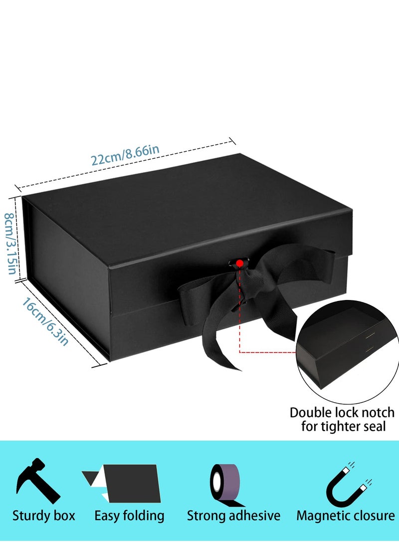 Generic Black Gift Box with Lid, 8.66x6.3x3.2 Inches, with Ribbon and Magnetic Closure (1 Pack)  - Image 2