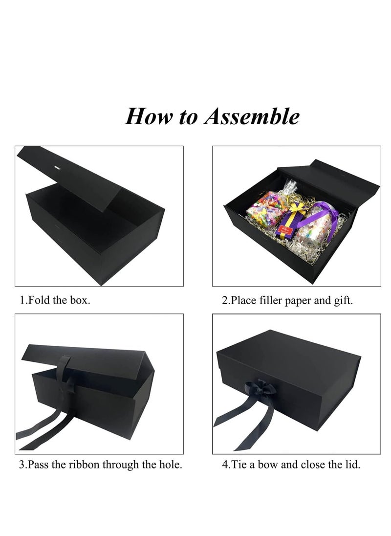Generic Black Gift Box with Lid, 8.66x6.3x3.2 Inches, with Ribbon and Magnetic Closure (1 Pack)  - Image 4