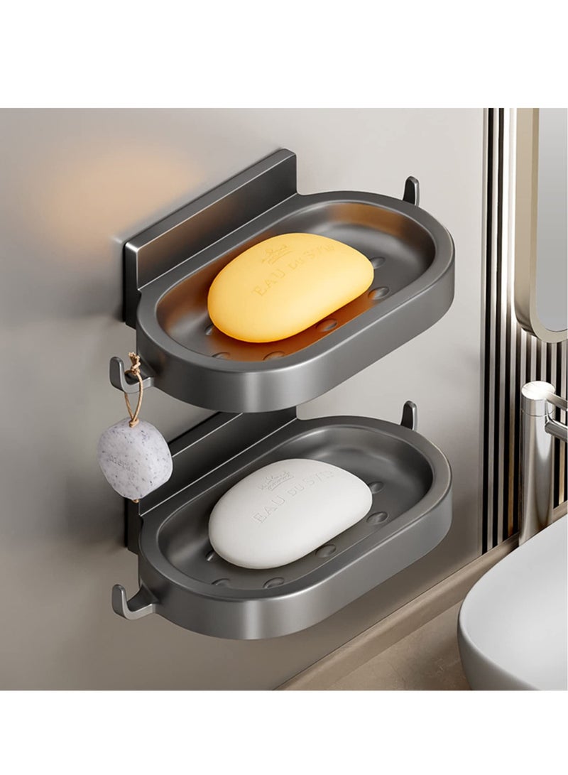 Excefore Soap Box, Home Wall Mounted,Keep Your Soap Organized,Perforated Free Creative soap Box,Space Aluminum wash Basin, soap Rack -Packs of White soap Dish - Image 3