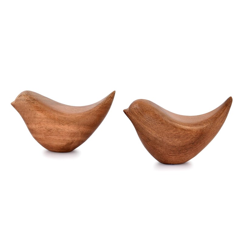 NIRMAN Acacia Wood Bird Statues Set Home DÃ©cor Bird Sculpture for Living Room, Bathroom, Office Modern Style Birds Decorative Ornaments (Set of 2) (4.5" x 2" x 2.5") - Image 3
