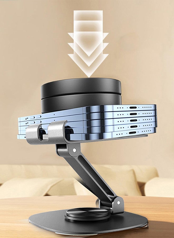 CATANES Dual Folding Phone Stand 360° Rotatable Collapsible Bracket Desk Holder Compatible with All Mobile Phones iPhone Switch - K72 - Steel - Image 2